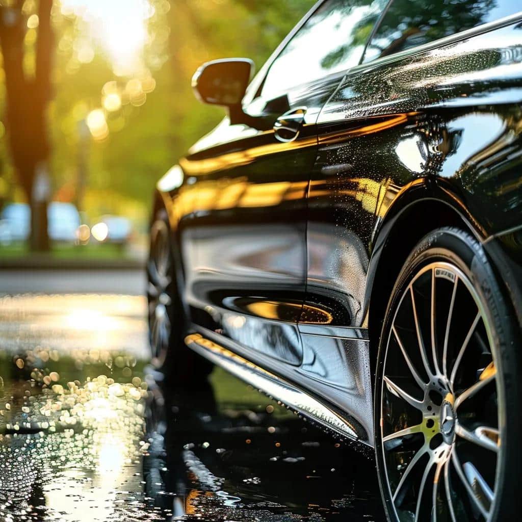Shiny car showcasing automotive paint care and protection