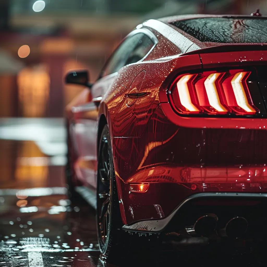 Car with Paint Protection Film glistening in the rain, showcasing acid rain protection
