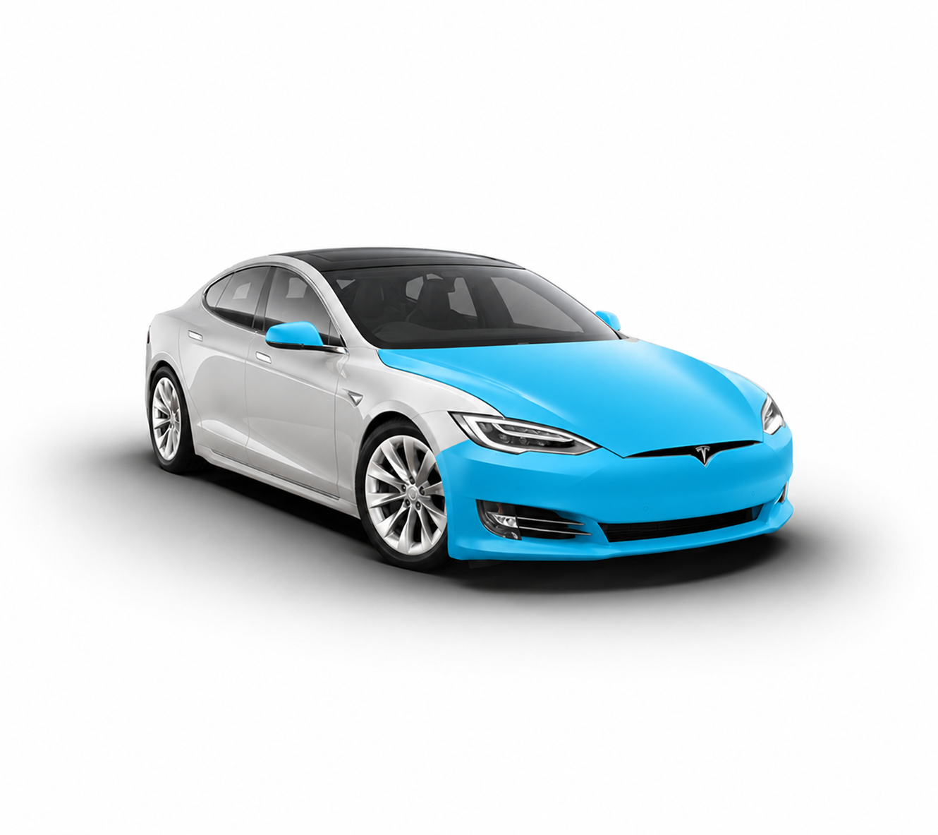 This graphic illustrates Paint Protection Film (PPF) coverage on a vehicle's hood, front bumper, and mirror caps. These high-impact areas receive the majority of road debris damage and are commonly protected with PPF to help prevent rock chips, bug etching, scratches, and premature paint wear. Envy This Detailing provides professional Paint Protection Film installation for drivers throughout College Station, Bryan, and the Brazos Valley.