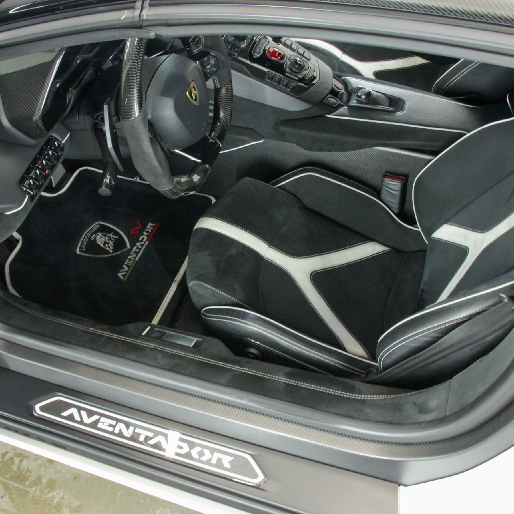Lamborghini Aventador interior after detailing in College Station, TX