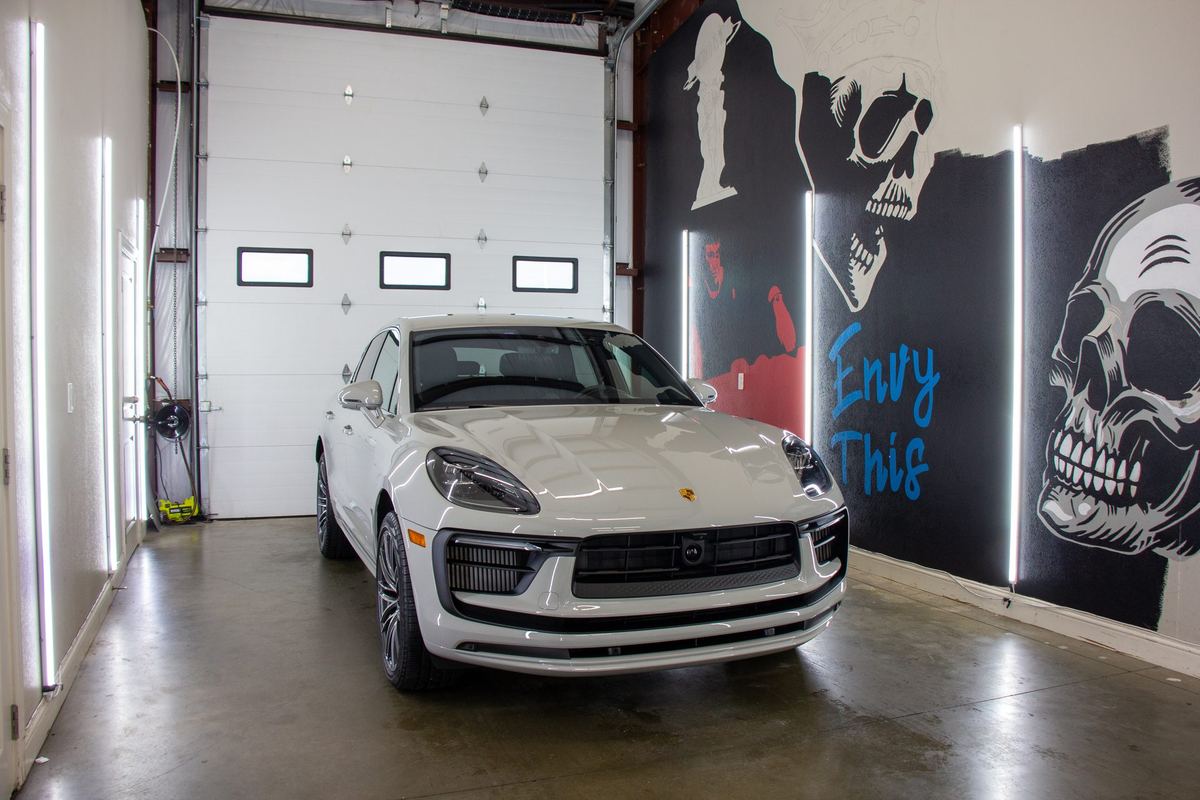 White Porsche Macan kept clean on a monthly detail plan at our College Station shop